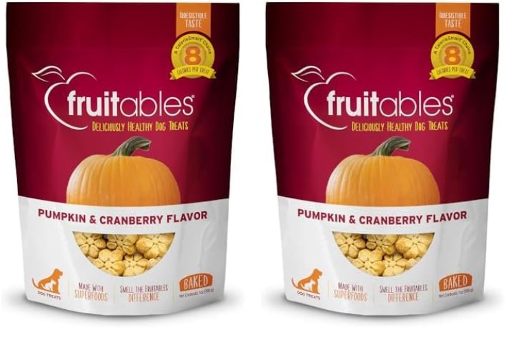 Fruitables Baked Dog Treats – Pumpkin Treats for Dogs – Healthy Low Calorie Treats – Free of Wheat, Corn and Soy – Pumpkin and Cranberry – 7 Ounces (Pack of 2) - 7 Ounce (Pack of 2) - Pumpkin and Cranberry