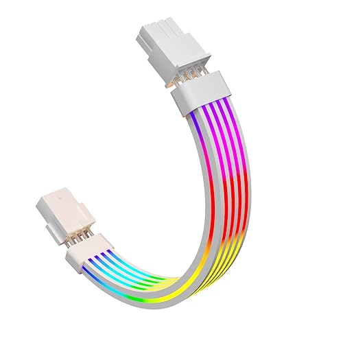 Sirlyr 8 Pin RGB GPU Cable,RGB PSU Cables Extension - Addressable 5V3Pin ARGB PC Case Decor for RTX 3060 4060 4070 Radeon RX 6600 580 Graphics Card Power Supply White - 8 Pin - White Style