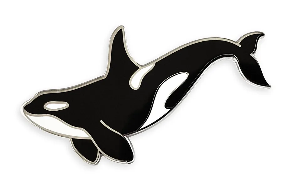 Pinsanity Orca Killer Whale Enamel Lapel Pin,Black,1.5 inch - 