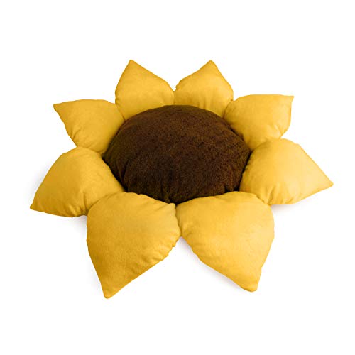 TONBO Soft Plush Small Cute and Cozy Nature Dog Cat Bed, Washer and Dryer Friendly (Sunflower) - Sunflower