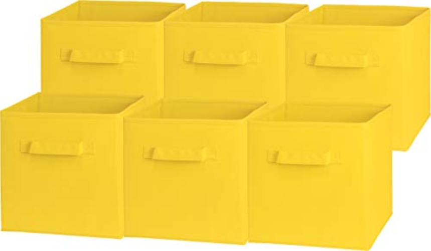 6 Pack - SimpleHouseware Foldable Cube Storage Bin, Yellow - Yellow