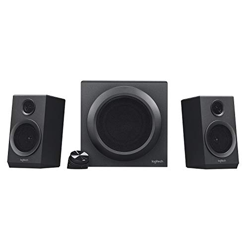 Logitech Z333 2.1 Speakers – Easy-access Volume Control, Headphone Jack – PC, Mobile Device, TV, DVD/Blueray Player, and Game Console Compatible, Black - Multimedia Speakers
