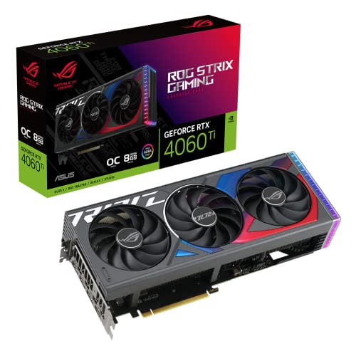ASUS ROG Strix GeForce RTX™ 4060 Ti OC Edition Gaming Graphics Card (PCIe 4.0, 8GB GDDR6, DLSS 3, HDMI 2.1, DisplayPort 1.4a) - ROG Strix - RTX4060TI|OC|8G