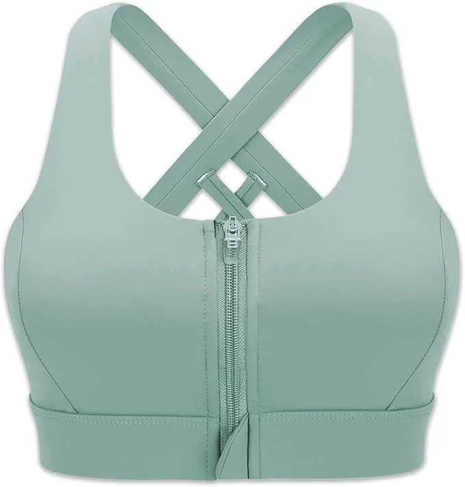 Cordaw Zipper in Front Sports Bra High Impact
