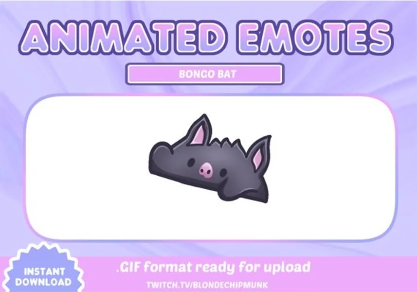 Black ANIMATED Bongo Vampire Bat Emote  Twitch Youtube - Etsy