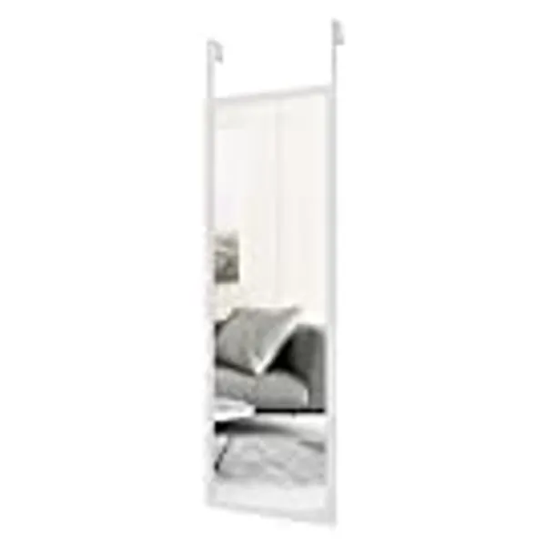 whitebeach Wall Mirror Full Length Door Mirror, White Bedroom Mirror Full Body Mirror Over The Door Mirror Door Hanging Mirror 48“×16" Valentines Day Gifts