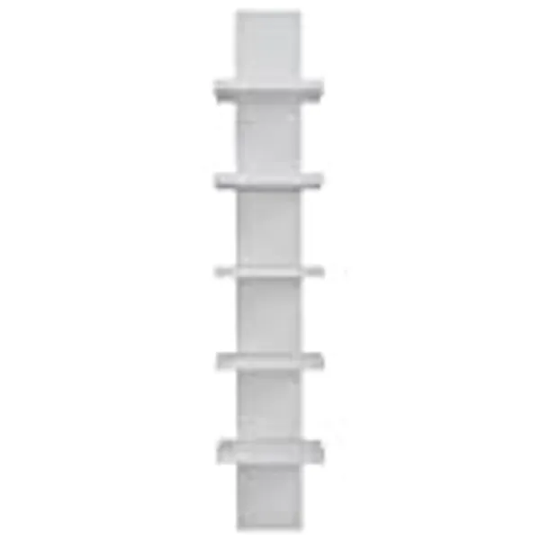 Danya B 5 Tier Wall Shelf Unit Narrow Smooth Laminate Finish - Vertical Column Shelf Floating Storage Home Decor Organizer Tall Tower Design Utility Shelf Bedroom Living Room 5.1" x 6" x 30" (White)