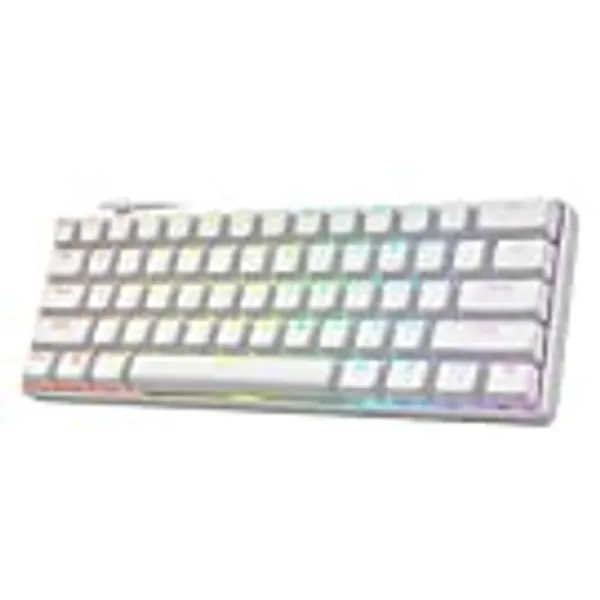Punkston TH61 60% Mechanical Gaming Keyboard,RGB Backlit Wired Ultra-Compact Mini Mechanical Keyboard Full Keys Programmable White (Optical Red Switch)
