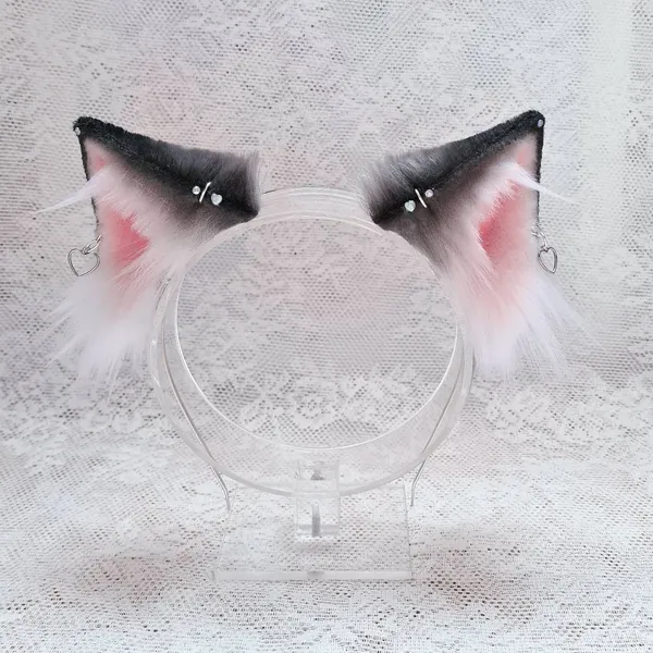 Cat ears in grey with charms for cosplay
