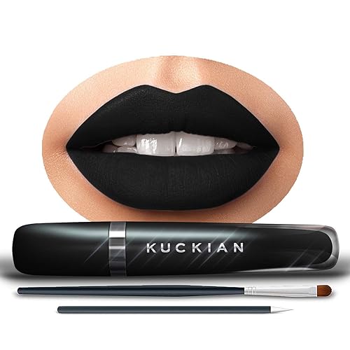 Matte Black Lipstick - DELETERIOUS, by Kuckian - Goth - Brush & Diamonds - Halloween - ULTRA LONG LASTING - Clean, Vegan & Cruelty Free - iDELETERIOUS