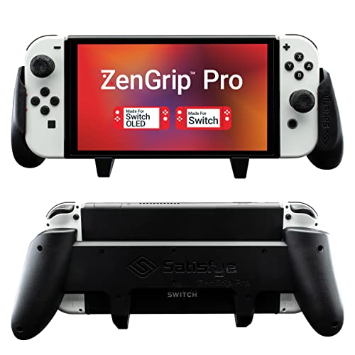 Satisfye - ZenGrip Pro Gen 3 OLED, a Switch Grip Compatible with Nintendo Switch - Comfortable & Ergonomic Grip, Joy Con & Switch Control. #1 Switch Accessories Designed for Gamers (Black) - Black