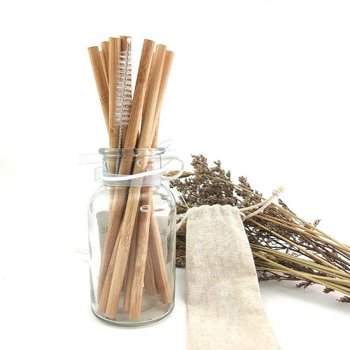 Natural Organic Bamboo Straw Set (12pk)