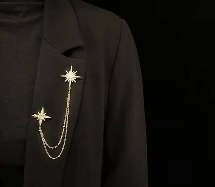 Double Star Brooch with CZ Crystal,Moon Brooch,Star brooch,Pearl Brooch,Deer Brooch,Mother of pearl Brooch,Snowflake Brooch,Starburst Brooch