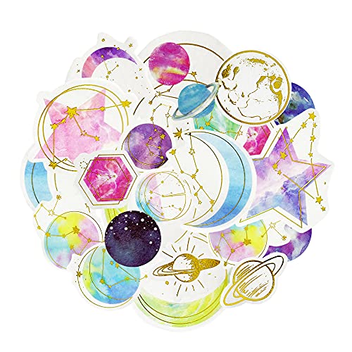 120 PCS Galaxy Stickers with Starry Sky Planet Moon Decals for Scrapbook Laptop Phone Diary