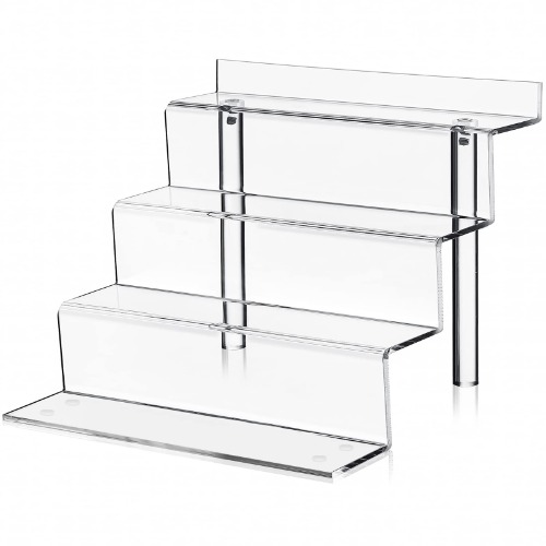 Clear Acrylic Display Riser Shelf for Funko Pops & Toys Figures, Champagne Wall, Cupcake Stand for Shot Glasses, Perfume & Cologne Organizer Holder, Crystals Collectibles Decoration on Tabletop 9 in