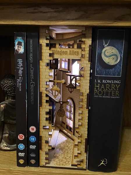 Diagon Alley Book Nook, Magical Alley, wizards alley kit, with Lighting kit, Quality laser cut