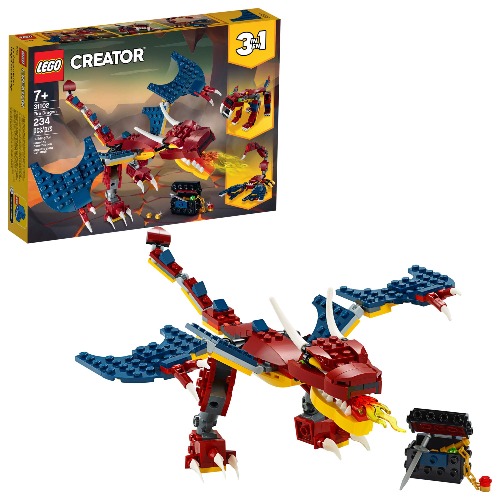 LEGO Creator 3in1 Fire Dragon 31102 Building Kit, Cool Buildable Toy for Kids (234 Pieces) - Building Kit