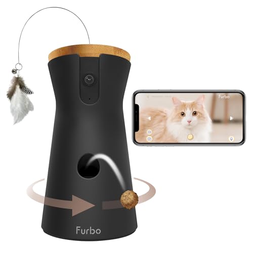 Furbo 360° Cat Camera: Home Security Camera with Meowing Alerts, Rotating Pet Treat Camera with Phone App, Smart Home Indoor Kitty Cam with 2-Way Speaker and Night Vision (No Subscription Required) - Cat Cam – Limited Features