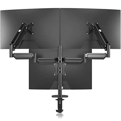 Pholiten Triple Monitor Stand,Triple Monitor Mount,Triple Gas Spring Monitor Arm,Monitor Stands for 3 Monitors,3 Monitor Desk Mount, Fits Three 17-27 inch LCD Computer Screens,Holds up to 13.2lb - 3 gas monitor