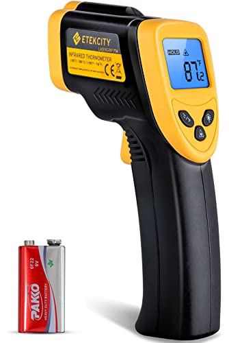 Etekcity Infrared Thermometer 774, Digital Temperature Gun for Cooking, Non Contact Electric Laser IR Temp Gauge, Home Repairs, Handmaking, Surface Measuring, -58 to 716 ℉, - 50 to 380 ℃, Yellow - Classic - Medium Yellow