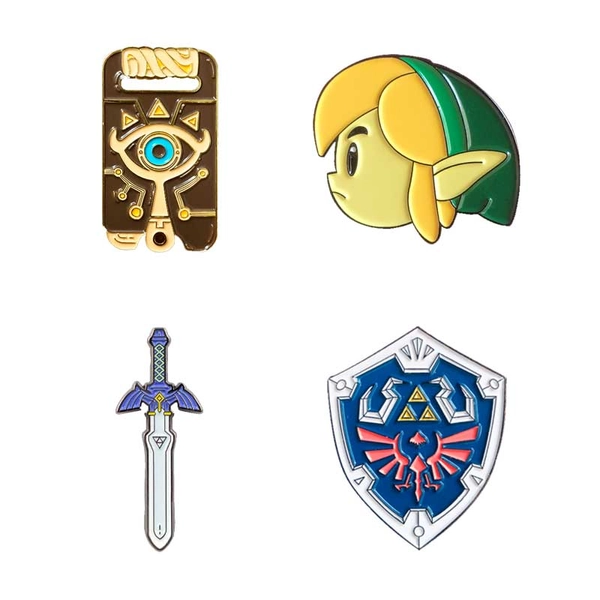 Legend of Zelda Pins BOTW Button Pin Set Zelda Gifts - 1 Set(4 pins)