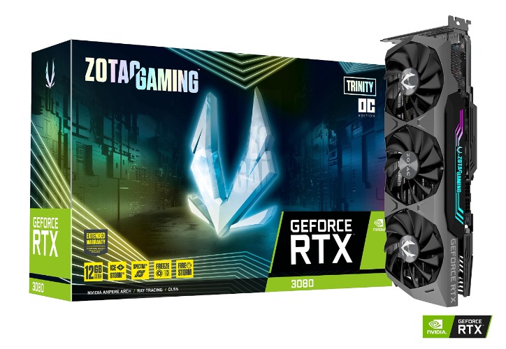 ZOTAC Gaming GeForce RTX 3080 Trinity OC LHR 12GB GDDR6X 384-bit 19 Gbps PCIE 4.0 Graphics Card, IceStorm 2.0 Advanced Cooling, Spectra 2.0 RGB Lighting, ZT-A30820J-10PLHR