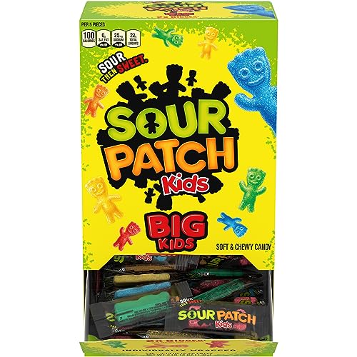 SOUR PATCH KIDS Big Individually Wrapped Soft & Chewy Candy, Halloween Candy, 240 Count Box - Original Assorted
