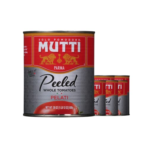Mutti Whole Peeled Tomatoes (Pelati), 28 oz. | 6 Pack | Italy’s #1 Brand of Tomatoes | Fresh Taste for Cooking | Canned Tomatoes | Vegan Friendly & Gluten Free | No Additives or Preservatives - 1.75 Pound (Pack of 6)