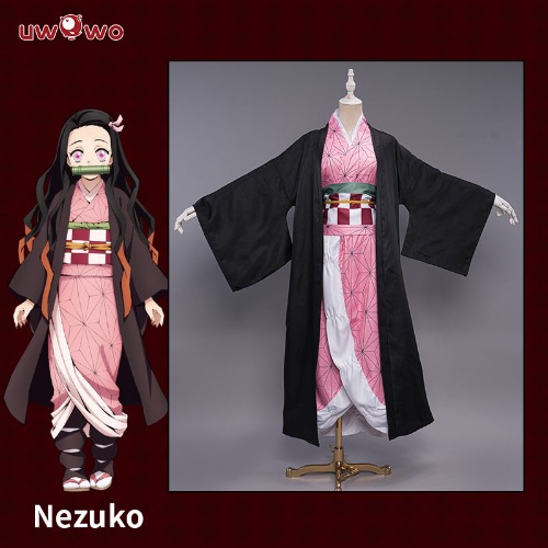 【 In Stock】Uwowo Demon Slayer: Kimetsu no Yaiba Nezuko Kamado Cosplay Kids Cosplay Cute Kimono Dress - XXL