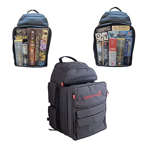 Tabletop Tyrant Board Game Backpack, Game Storage Backpack with Padded Shoulder Straps, Travel Bag for Board Games, Dice, Trading Cards and Accessories, Waterproof and Fits Most Boardgames