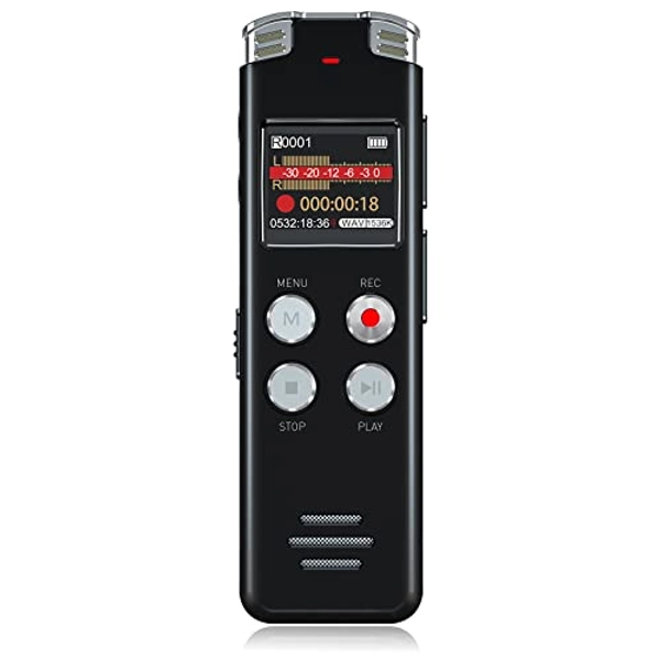 64GB Digital Voice Recorder Voice Activated Recorder with Playback - Upgraded Tape Recorder for Lectures, Meetings, Interviews, Audio Recorder USB Charge, MP3