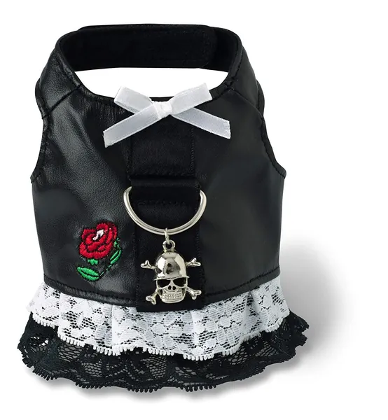 Doggles Biker Dress Dog Harness, Black, Extra Small