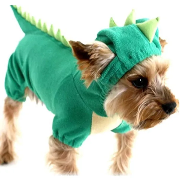 Hotumn Dinosaur Dog Halloween Costume Pet Dino Hoodie Small & Medium Dogs，Green (XS)