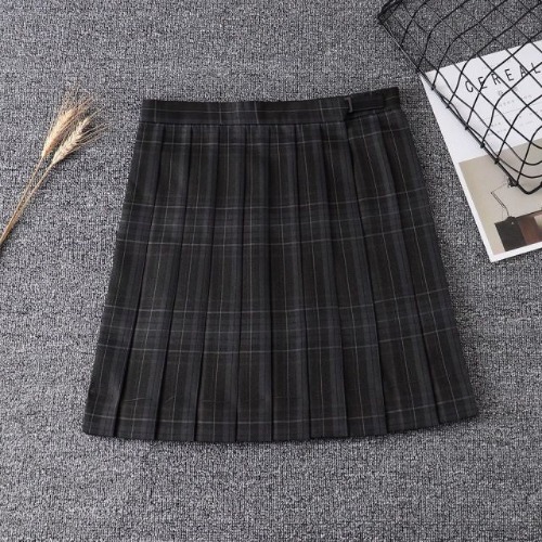 'No Turning Back' Black Grunge Plaid Skirt - Skirt and cravat / M