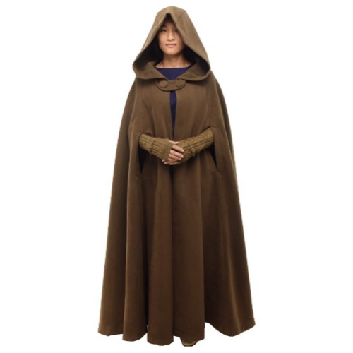 GRACEART Women's Hoodie Woolen Cape Cloak Costume - Long Style (Aamy green)