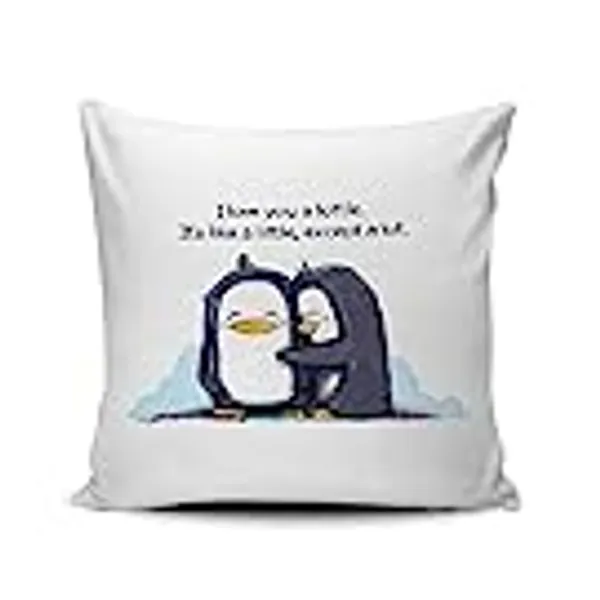 SALLEING Custom Fashion Home Decor Pillowcase I Like You a Lottle Penguins Square Throw Pillow Cover Cushion Case 18x18 Inches One Sided Print