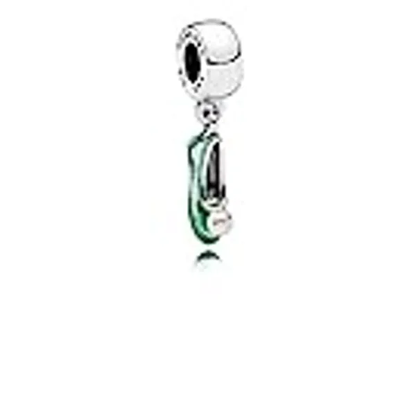 PANDORA Disney, Tinker Bell's Shoe Charm, White Cultured Pearl & Glittering Green Enamel 792139EN93