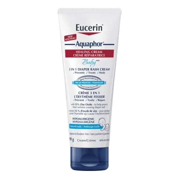 Eucerin Aquaphor Baby Diaper Rash Cream (99g), Hypoallergenic Baby Cream with 15% Zinc Oxide, Pediatrician Recommended, 99 gram - 