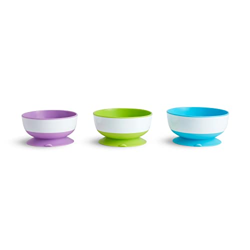 Munchkin Stay Put Suction Bowl,Purple, Green & Blue 3 Pack - Put Suction Bowl