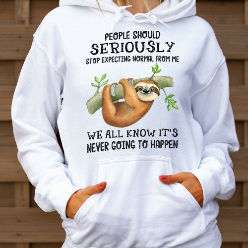 Sloth Stop Expecting Normal From Me DNGB2710030Z Light Hoodie | Gray / M