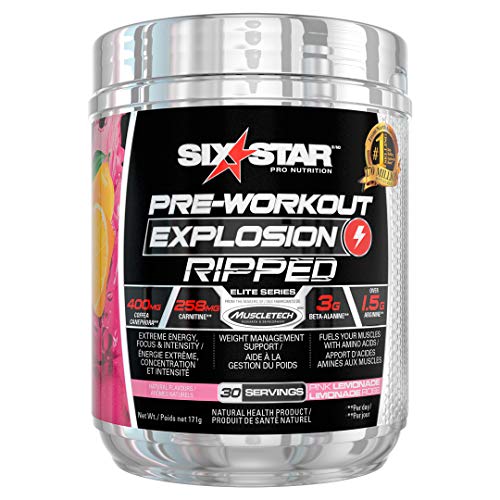 Pre Workout + Weight Loss Formula, Six Star Preworkout Explosion Ripped Energy Powder, Pre-workout Powder for Men & Women with Beta Alanine for Energy, Focus and Intensity, Pink Lemonade (30 Servings) - Pink Lemonade - 30 Servings