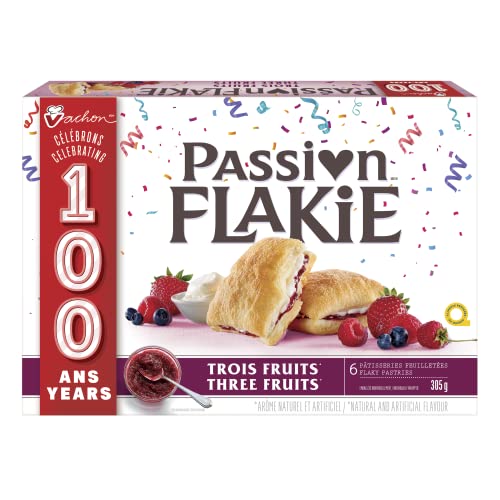 VACHON Passion Flakie Three Fruits Flaky Pastries with Creamy Filling, Light and Flaky Cake Snacks, Contains 6 Pastries, Individually Wrapped, 305 Gram - Mixed Fruit