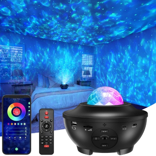 Star Projector Galaxy Night Light Projector, with Remote Control&Music Speaker, Voice Control&Timer, Starry Light Projector for Baby Kids Adults Bedroom/Decoration/Birthday/Party - Black 2.0