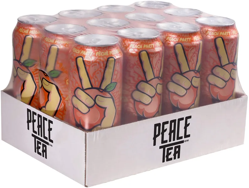 Peace Tea Peach Party 695mL Cans, 12 Pack - 