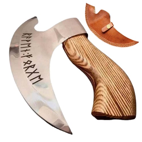 Viking Axe Pizza Cutter | Pizza Cutting Axe with Sharp Blades | Medieval Viking Slicing Steel Pizza Axe with Wooden Handle | Multi-Functional Pizza Cutter Axe High-Strength Rust Proof - Cutting Axe with Holster