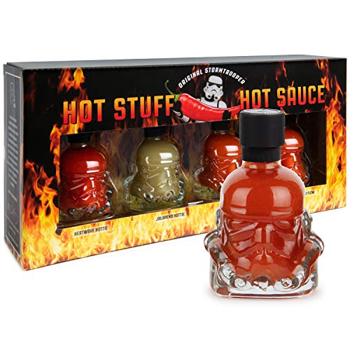 Thoughtfully Gourmet, Original Stormtrooper Hot Sauce Gift Set, Variety Pack Flavors Include Garlic Del Fuego, Habanero, Jalapeno and El Diablo Hot Sauce, Set of 4