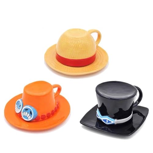 HUDIEWOO Animation hat Ceramic Tea Cup, Luffy Straw hat Ceramic Coffee Tea Cup, Christmas Birthday Gift or Ornament (LAS)