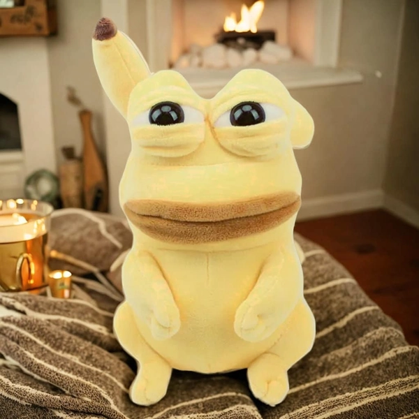 Pepechu Plush - Pepe the Frog, Pikachu Funny Meme - Green/Yellow Sad Pepe Frog Funny Stuffed Doll