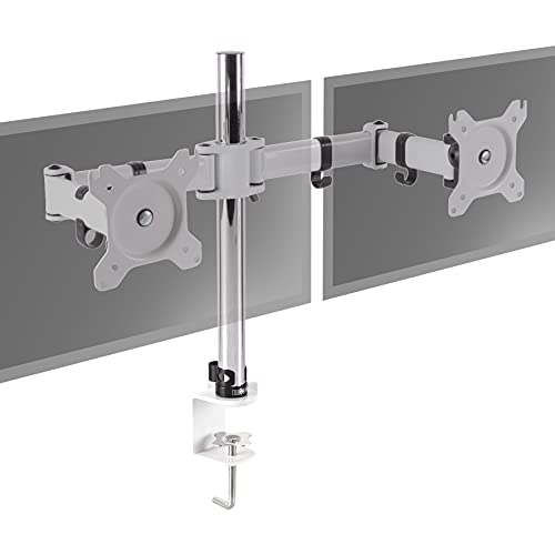 Duronic DM252 We Brazo para Monitor Soporte con Doble Brazo para 2 Pantallas de 13" a 27" máx. 8kg Cada | Cabezal VESA 75 y 100 Giratorio e Inclinable -90°+35°| Altura 40cm Ajustable| 33cm Cada Brazo