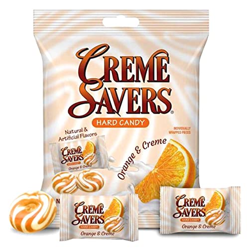 Creme Savers Orange and Creme Hard Candy | The Taste of Fresh Oranges Swirled in Rich Cream | The Original Classic Creme Savers Brought To You By Iconic Candy | 177 Gram Bag - Orange